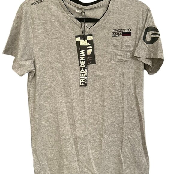 Fried-Denim NYC Premium Quality Gray Stretch Comfort Puff Print Tee Size Small - Picture 1 of 7